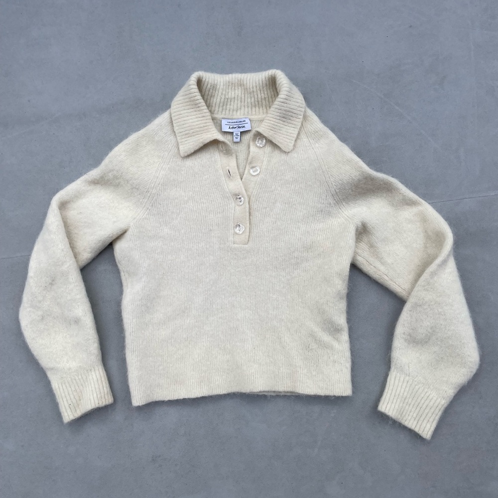 & other stories angora knit polo sweater